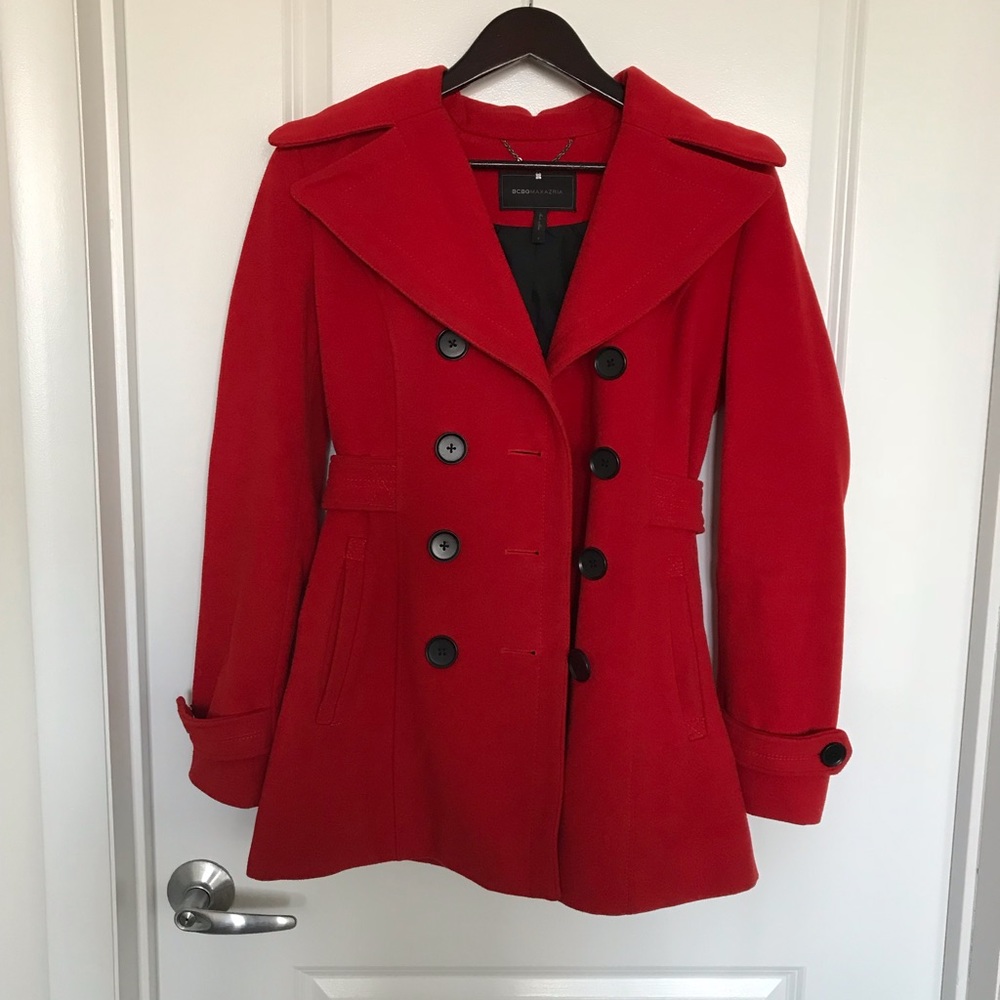 BCBGMAXAZRIA Red button down coat